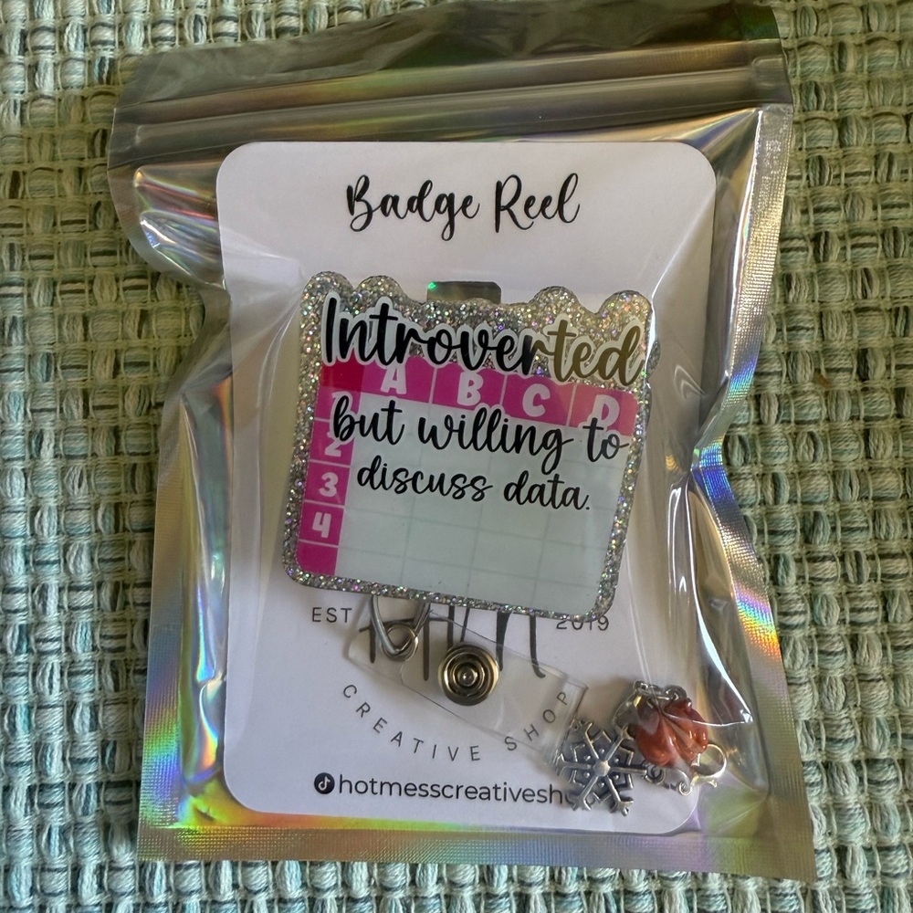 Introverted Badge Reel with Glitter Accents